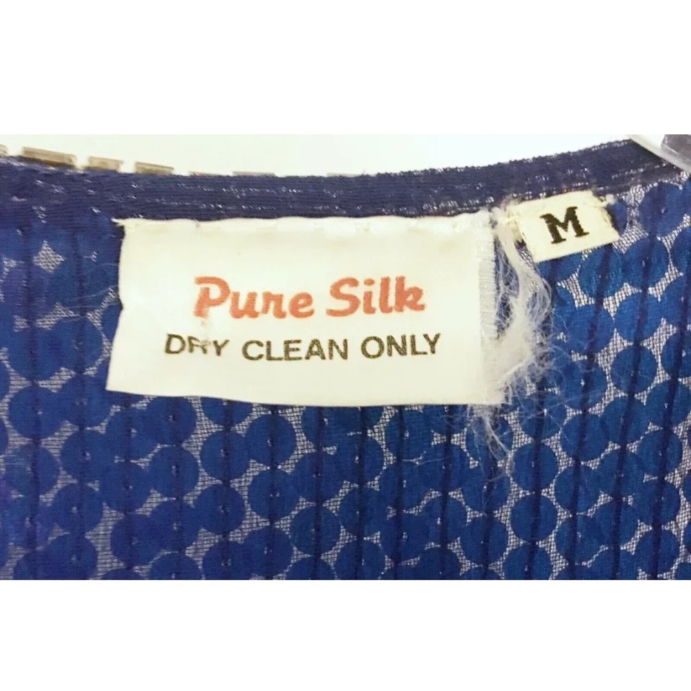 Vintage Royal Blue Sequin Beaded Dress Lined Shoulder Pads Mesh Pink Gold Gatsby - Picture 11 of 13